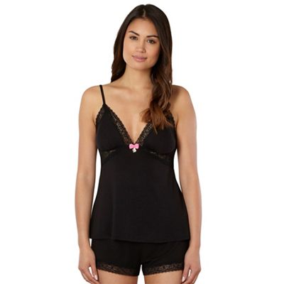 Black jersey camisole and shorts set